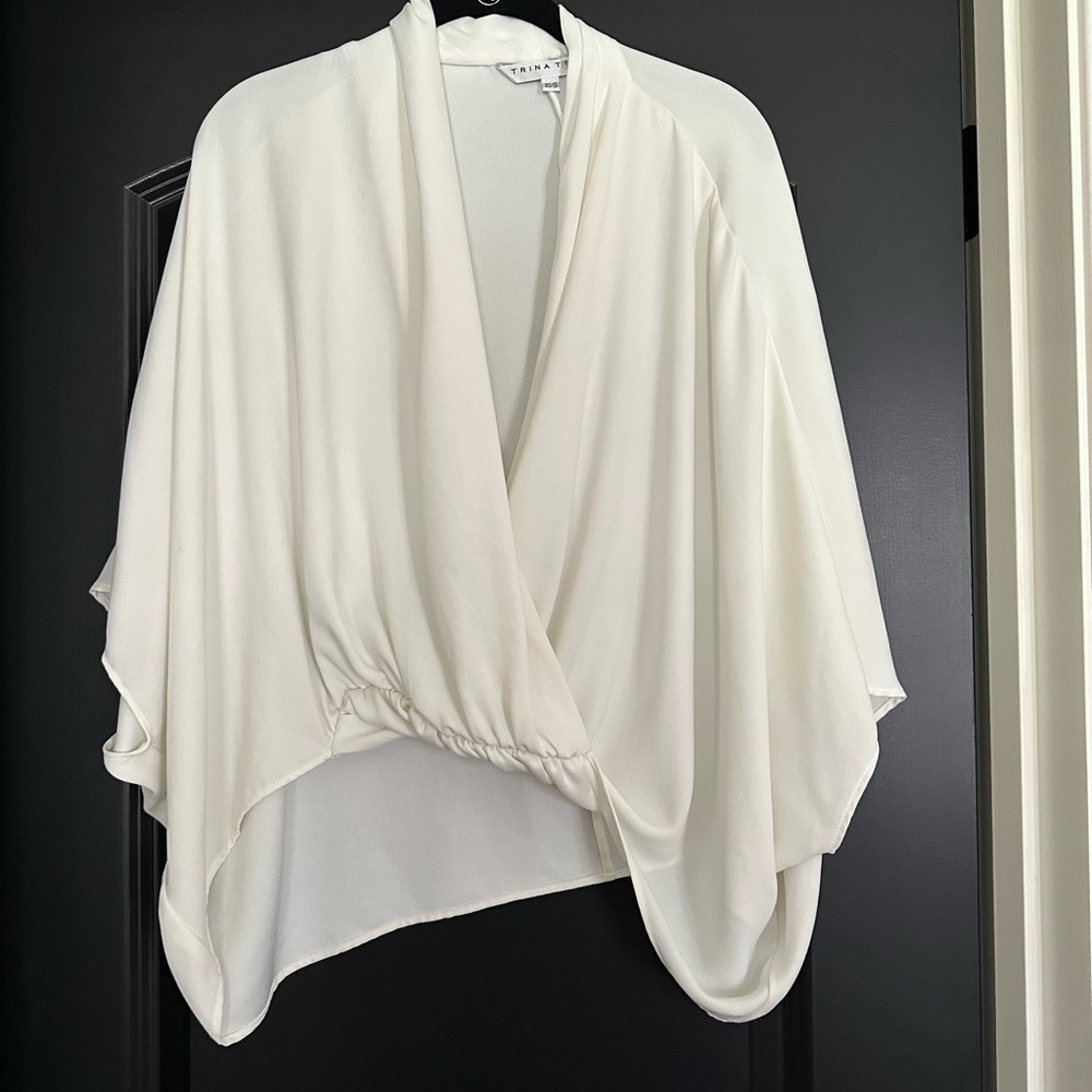 Trina Turk Cream Draped Blouse